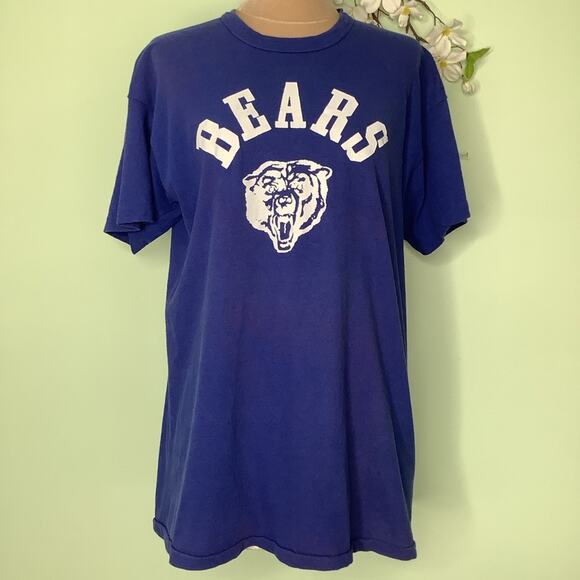 Vintage Russell Athletic T Shirt Jersey Bears #53 70’s 80’s Royal Blue Ringer - Picture 2 of 16